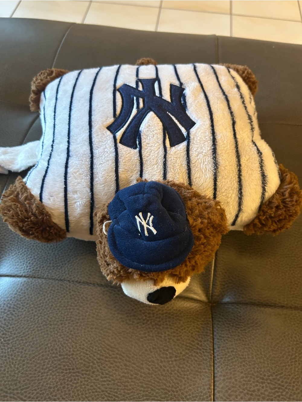 New York Yankees Pillow Pets Pillow with Navy Pinstripe and Blue Cap